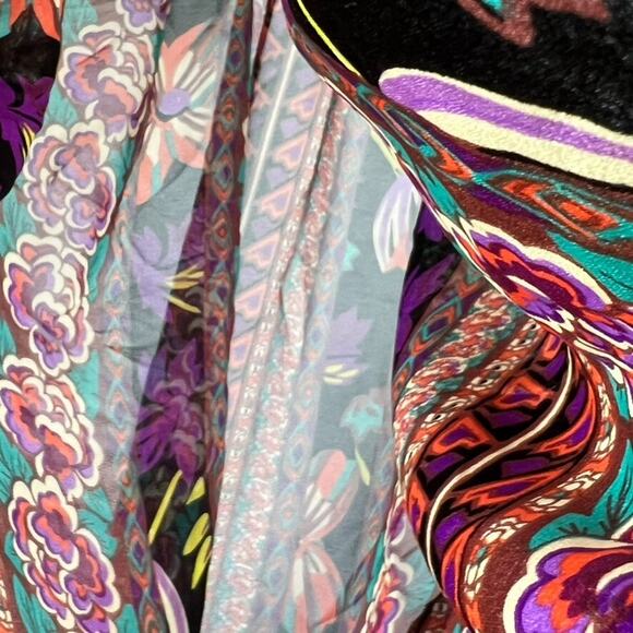 Love 21 Dress Women's Size Small Long Sheer Boho Chic Bohemian Floral Lagenlook - Picture 9 of 11